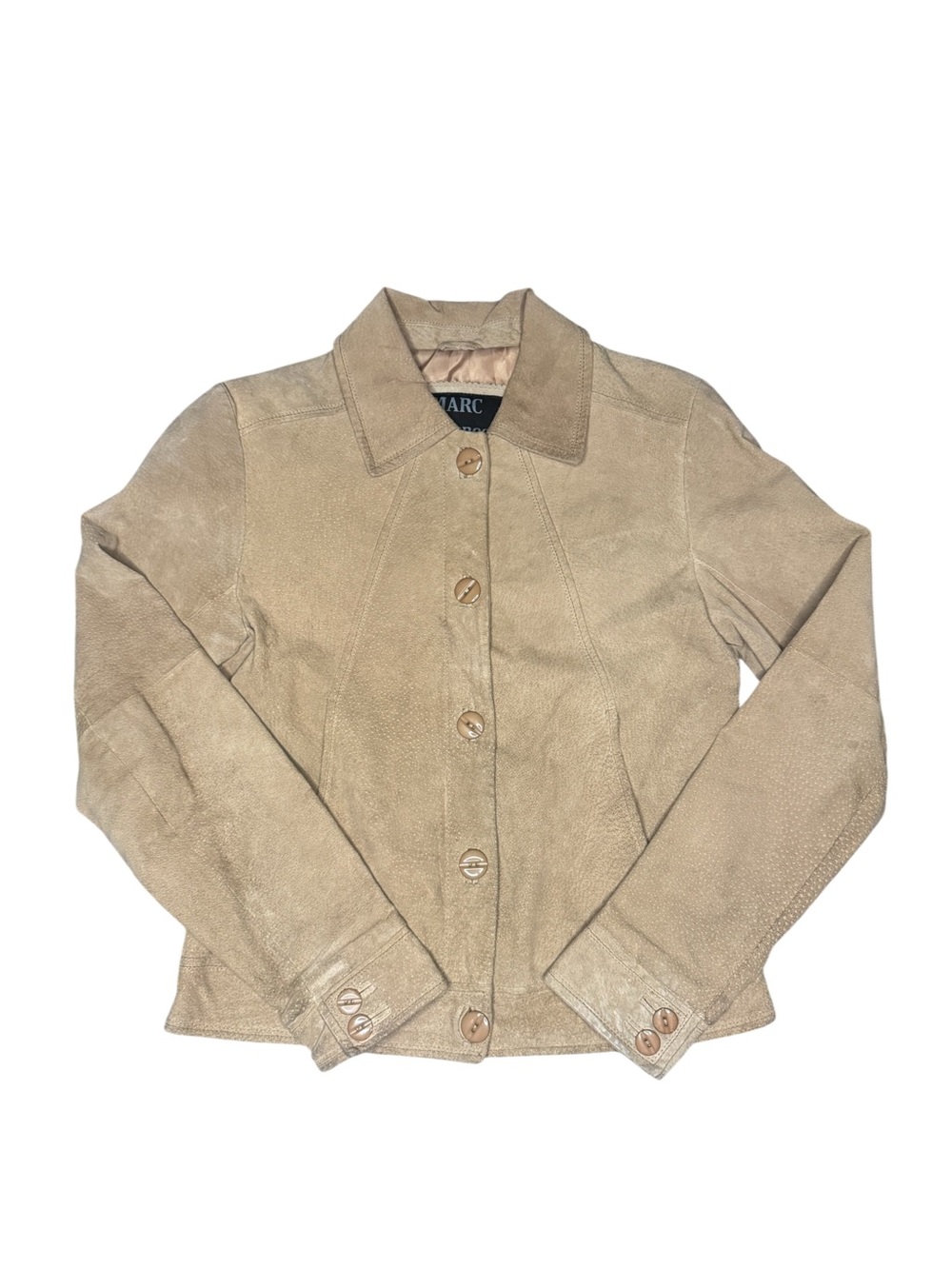 Vintage Marc Florence Beige Suede Leather Jacket - Size S